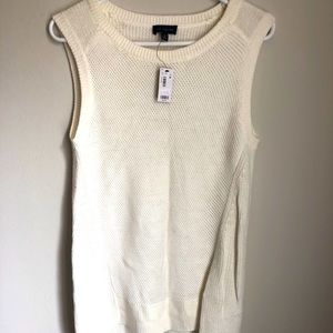 Knit Long high-low creme tunic - cream/off white